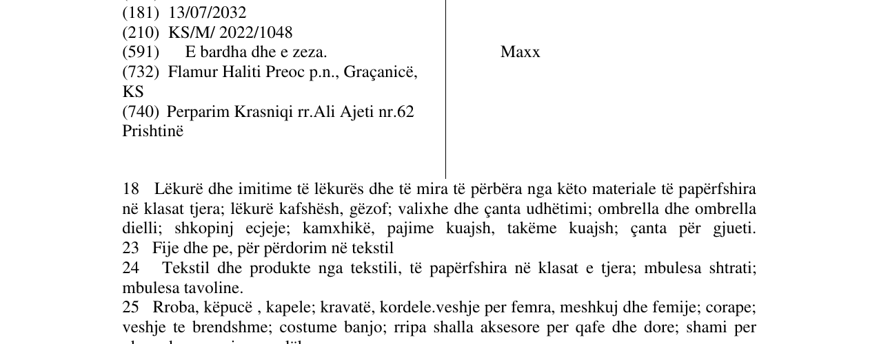 Zëri i markës Maxx në buletin