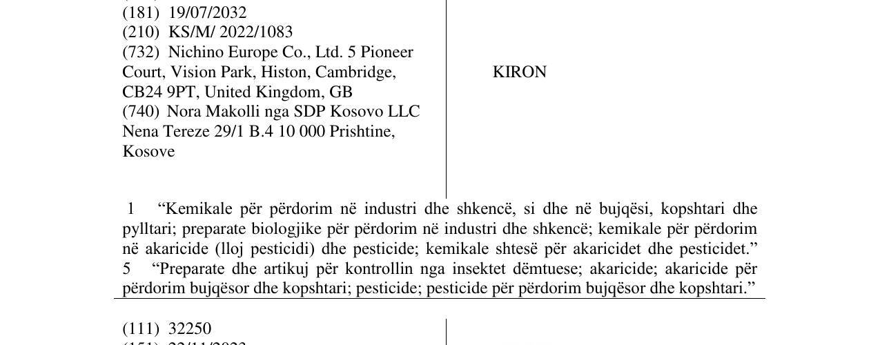 Zëri i markës KIRON në buletin