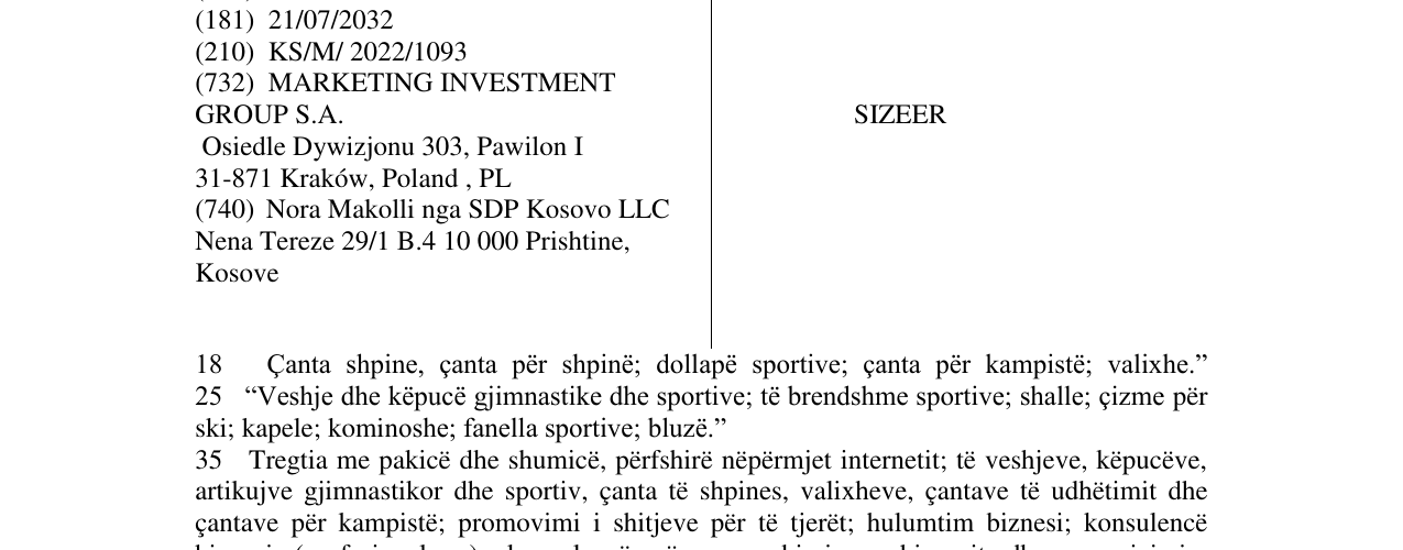 Zëri i markës SIZEER në buletin