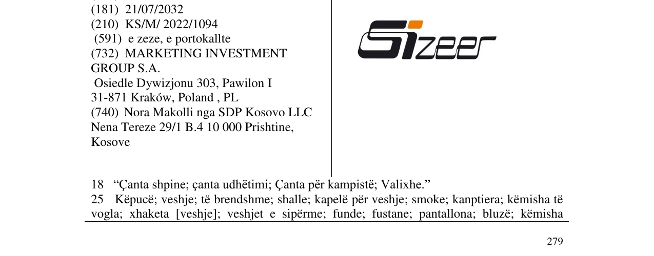 Zëri i markës Sizeer në buletin