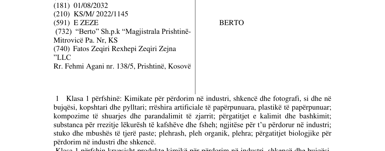 Zëri i markës BERTO në buletin