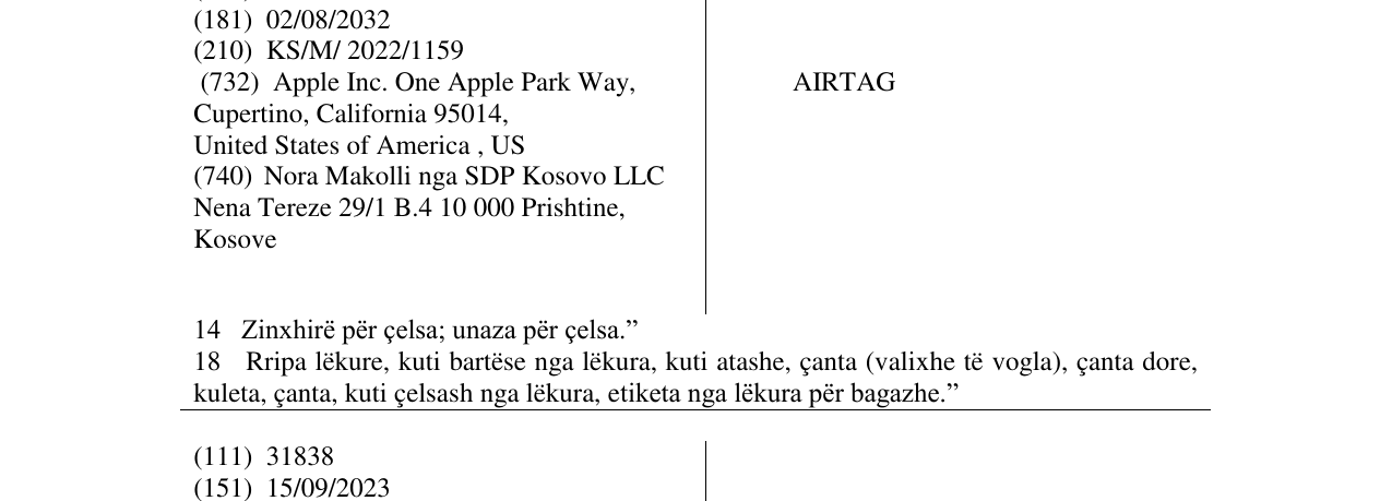 Zëri i markës AIRTAG në buletin