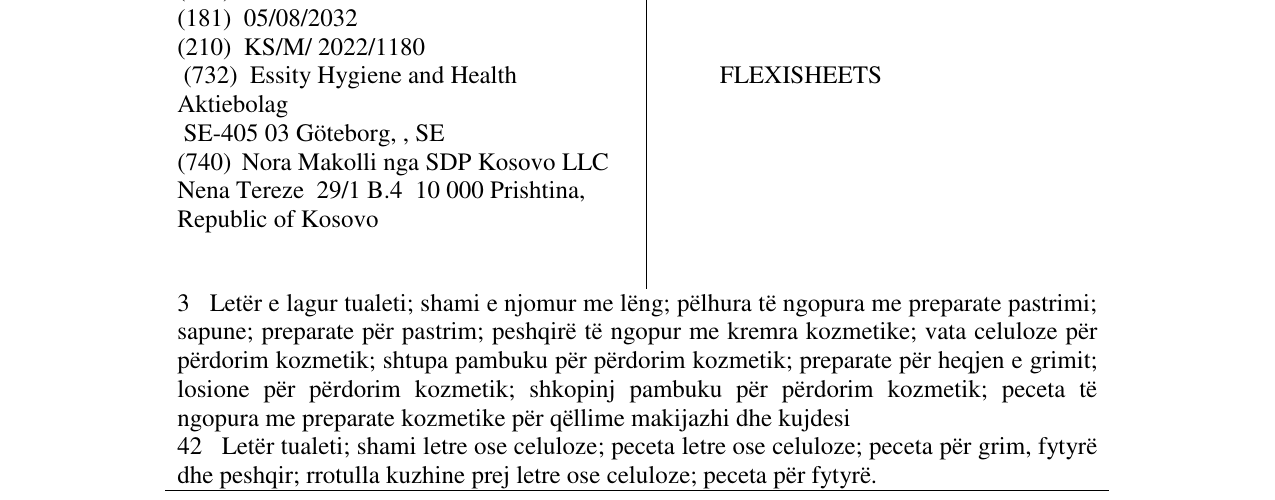 Zëri i markës FLEXISHEETS në buletin