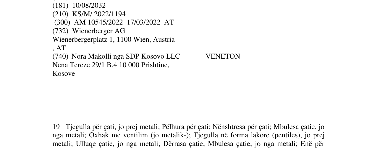 Zëri i markës VENETON në buletin
