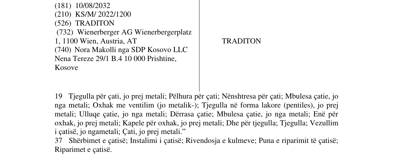 Zëri i markës TRADITON në buletin