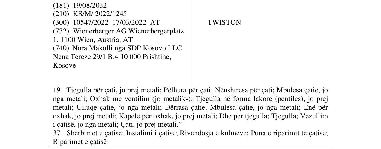 Zëri i markës TWISTON në buletin