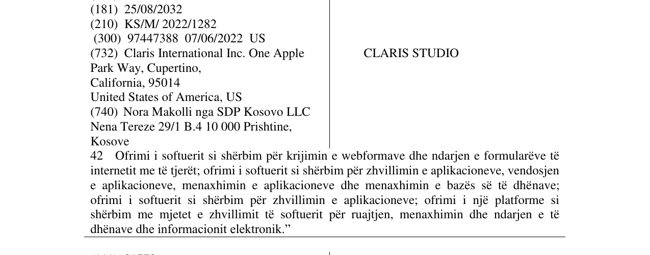 Zëri i markës CLARIS STUDIO në buletin
