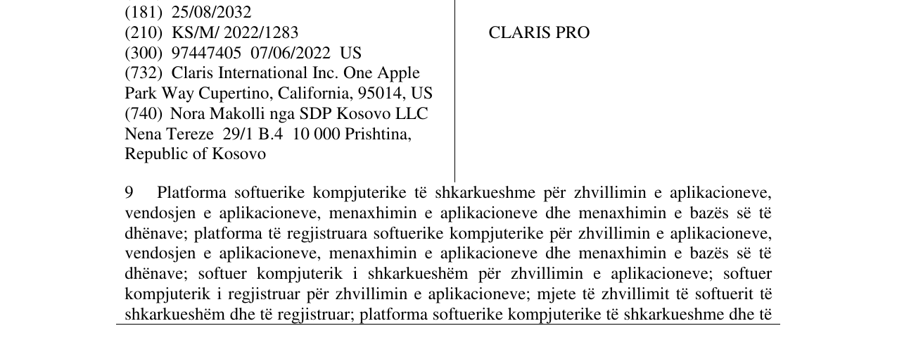 Zëri i markës CLARIS PRO në buletin