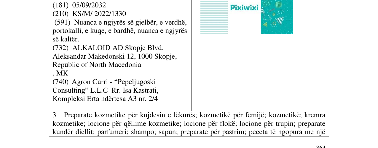 Zëri i markës Pixiwixi në buletin