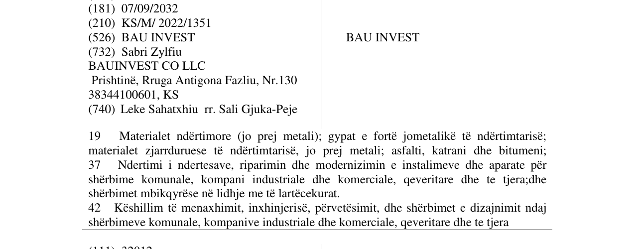Zëri i markës BAU INVEST në buletin