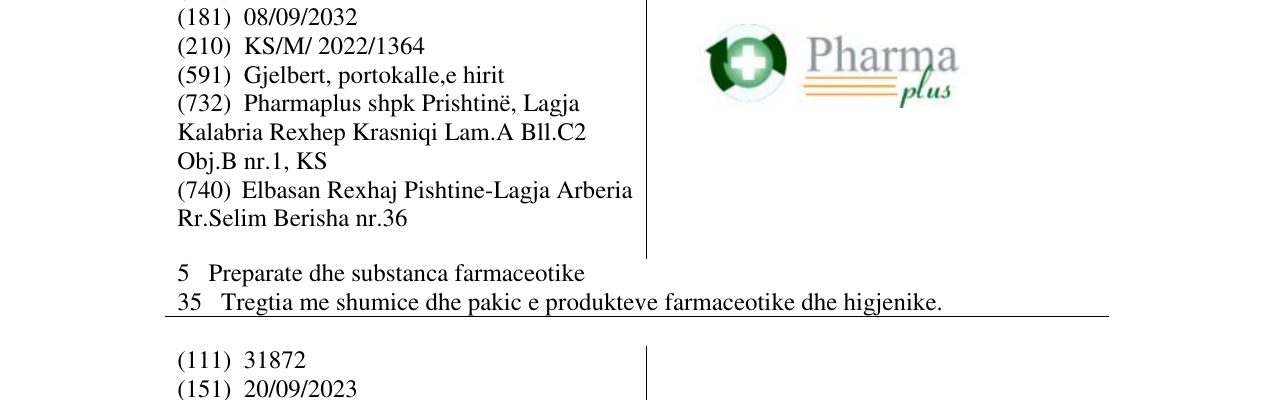 Zëri i markës Pharma plus në buletin