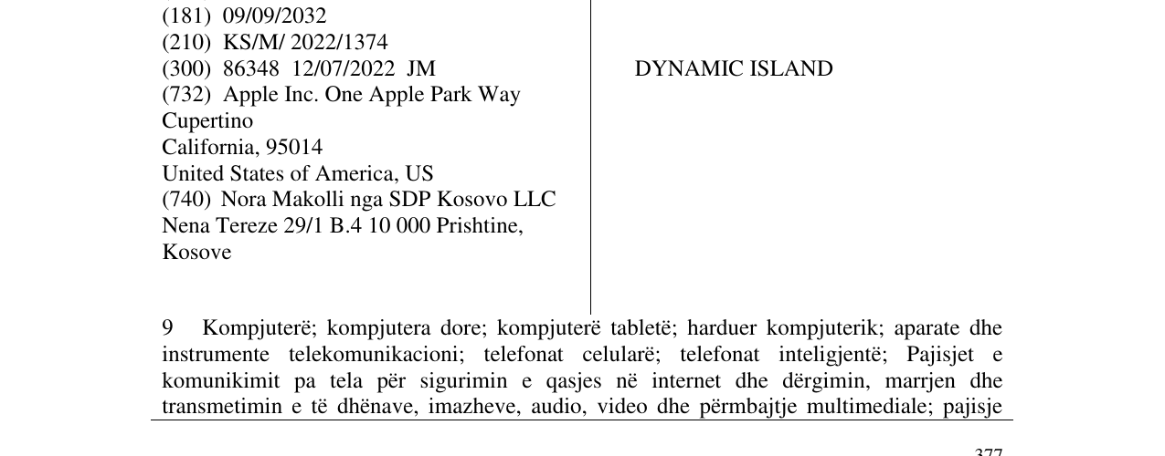 Zëri i markës DYNAMIC ISLAND në buletin