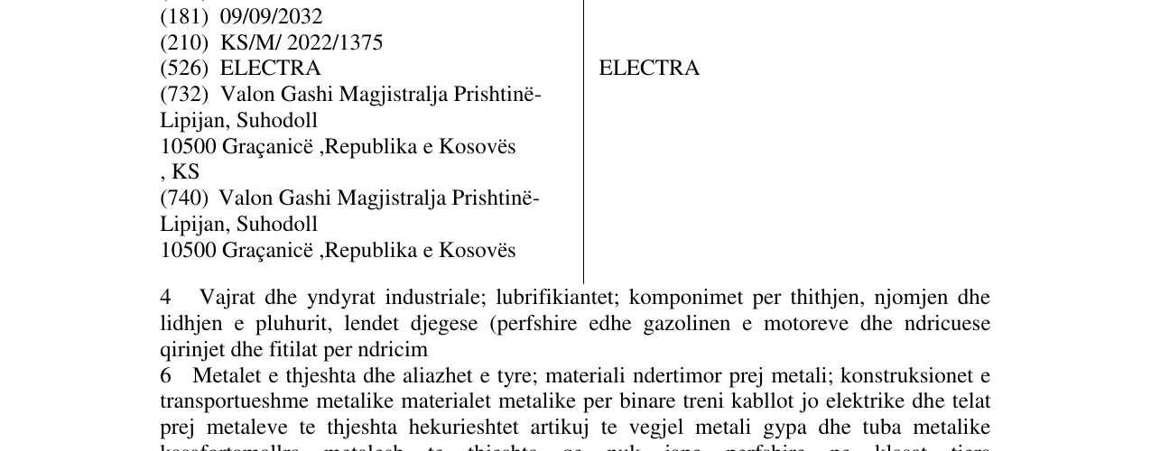 Zëri i markës ELECTRA në buletin