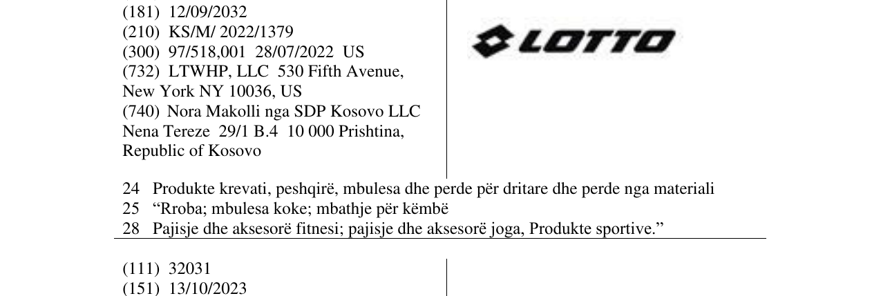Zëri i markës LOTTO në buletin
