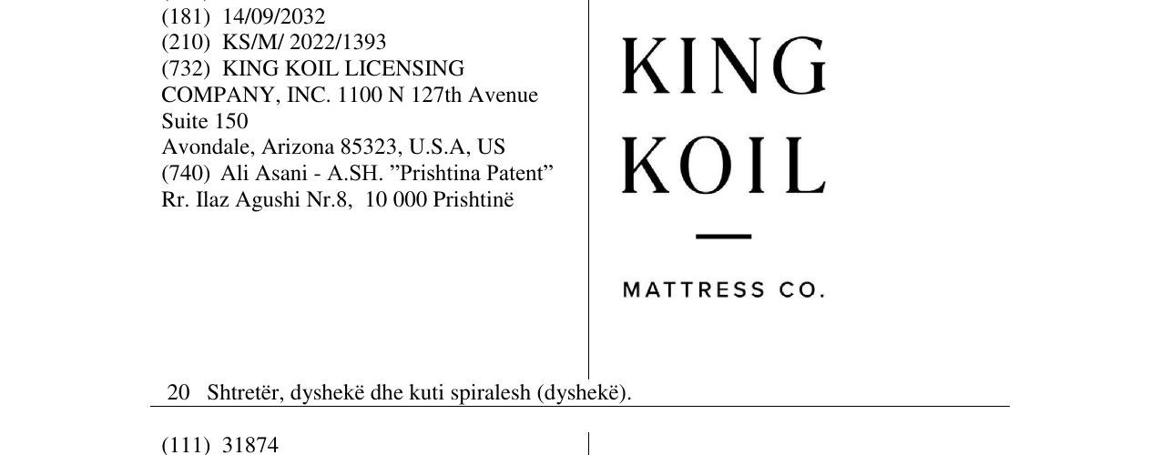 Zëri i markës KING KOIL në buletin