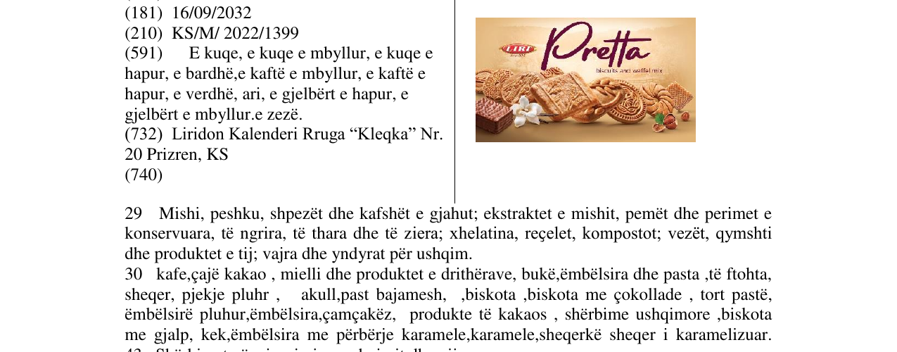 Zëri i markës PRETTA në buletin