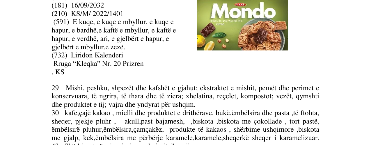Zëri i markës Mondo në buletin