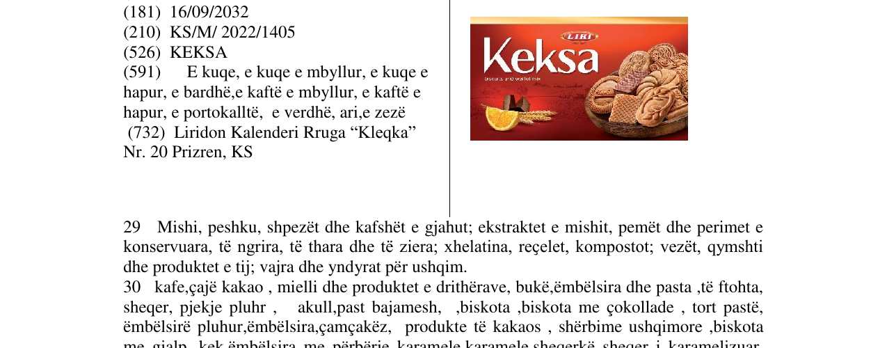Zëri i markës Keksa në buletin
