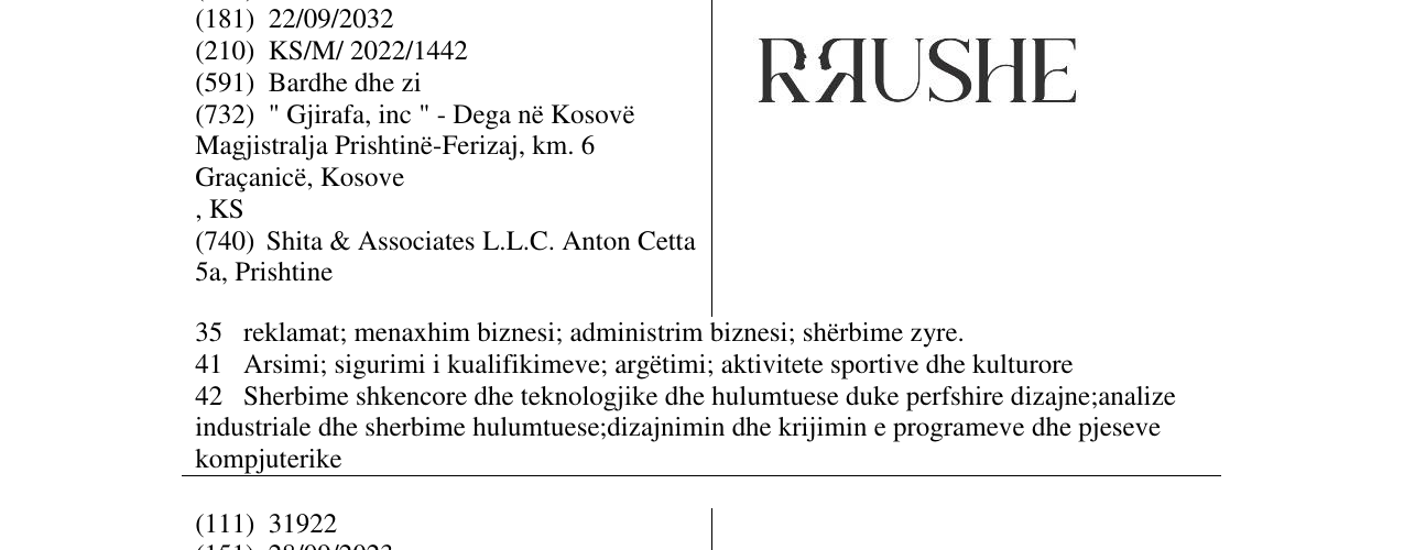 Zëri i markës RRUSHE në buletin