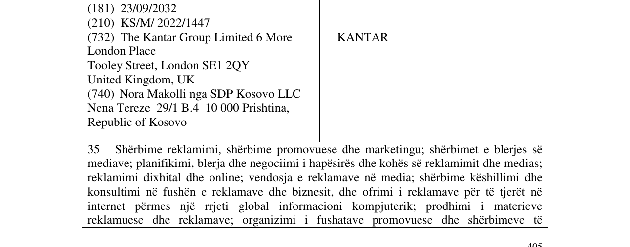 Zëri i markës KANTAR në buletin