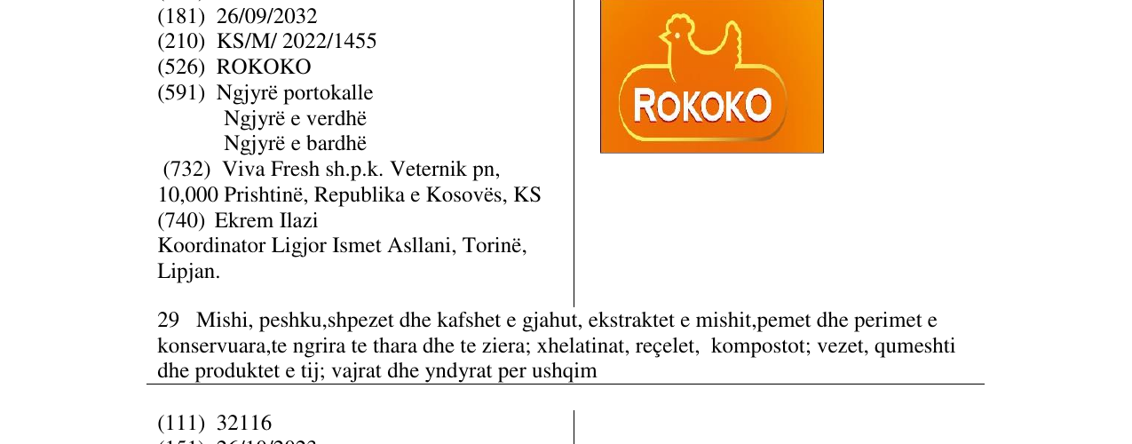 Zëri i markës ROKOKO në buletin