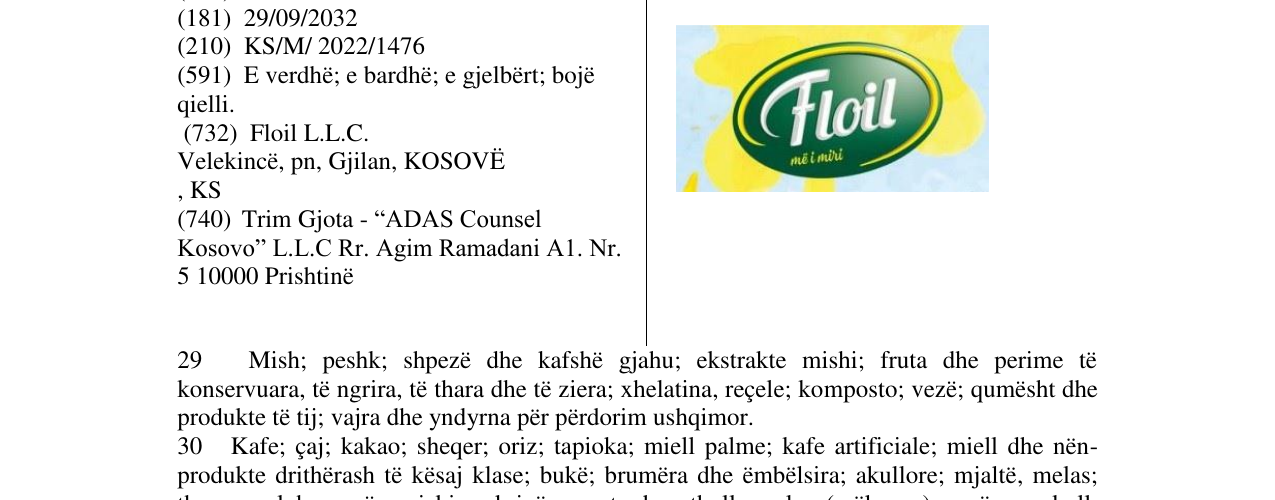 Zëri i markës floil në buletin