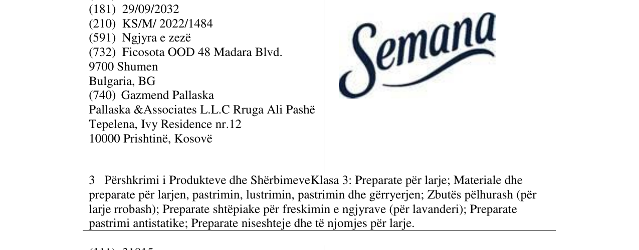 Zëri i markës SEMANA në buletin