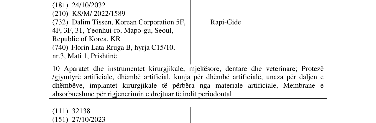 Zëri i markës Rapi-Gide në buletin