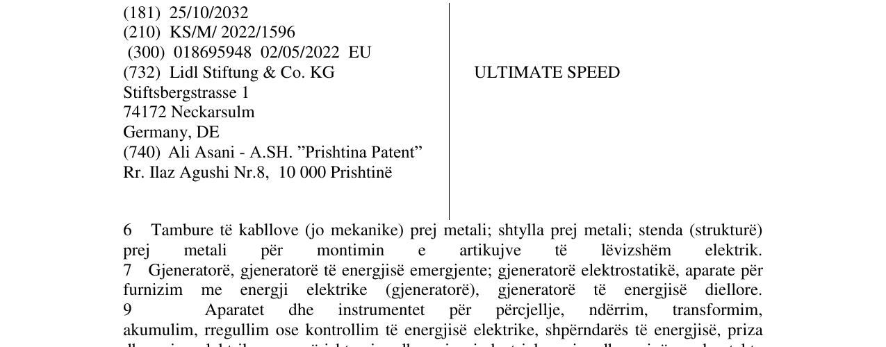 Zëri i markës ULTIMATE SPEED në buletin