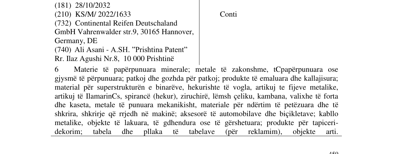 Zëri i markës Conti në buletin