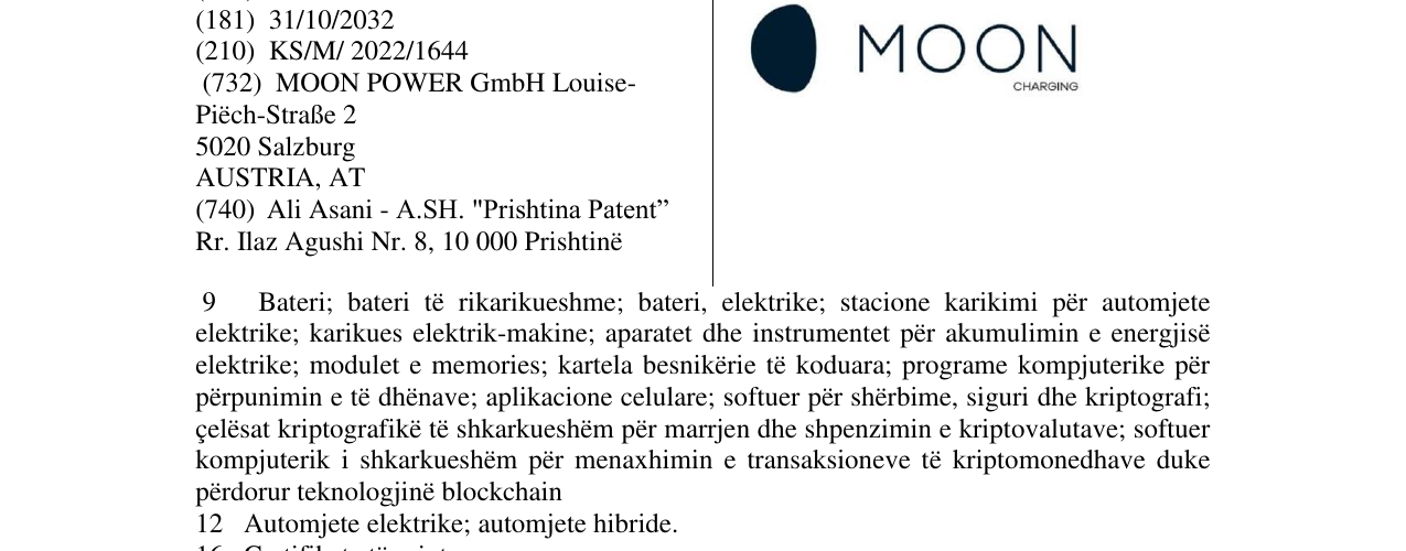 Zëri i markës MOON CHARGING në buletin