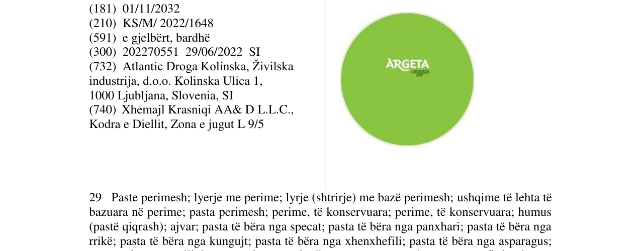 Zëri i markës argeta në buletin