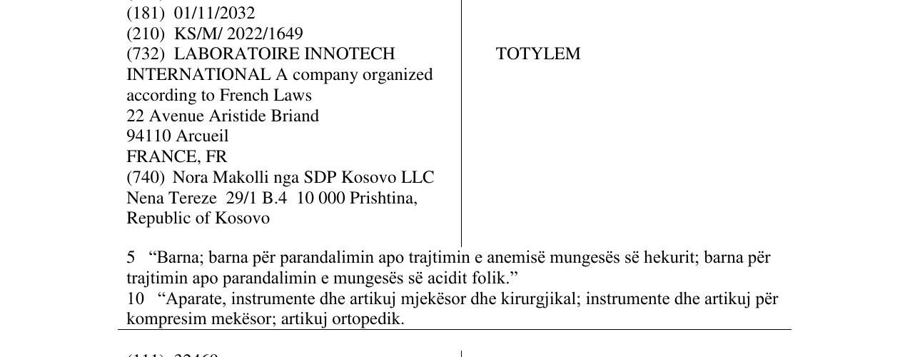 Zëri i markës TOTYLEM në buletin
