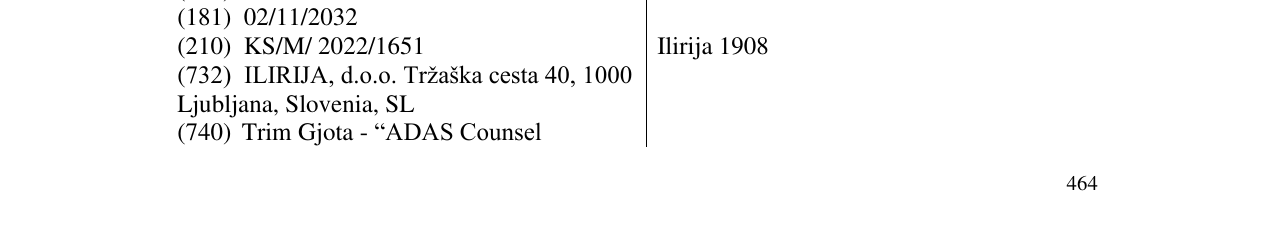 Zëri i markës Ilirija 1908 në buletin