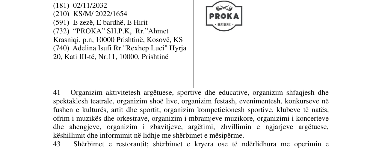 Zëri i markës Proka në buletin