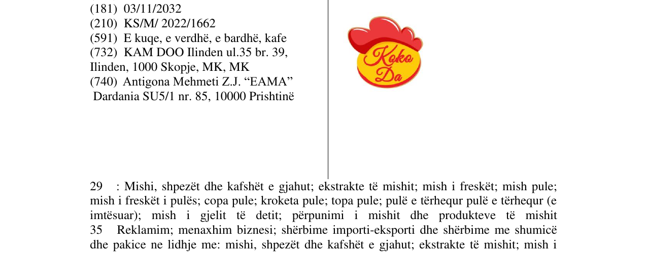 Zëri i markës koka da në buletin