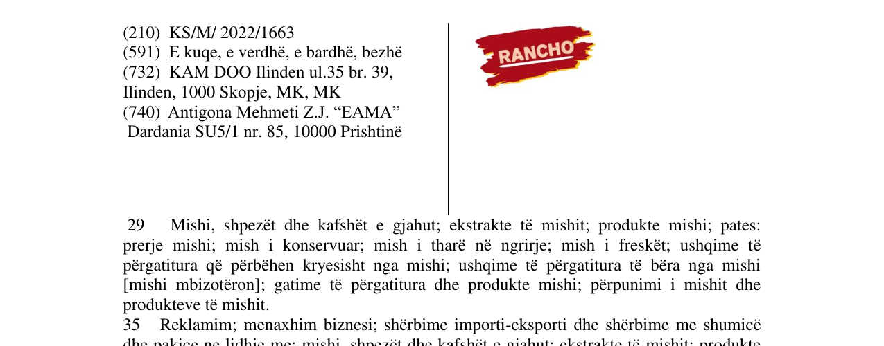 Zëri i markës Rancho në buletin
