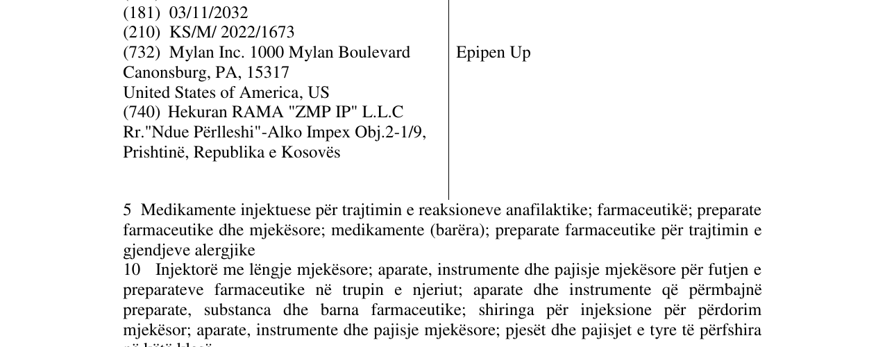 Zëri i markës Epipen Up në buletin