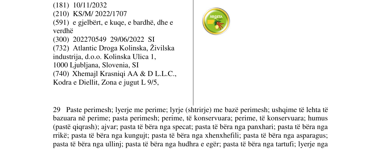 Zëri i markës argeta në buletin