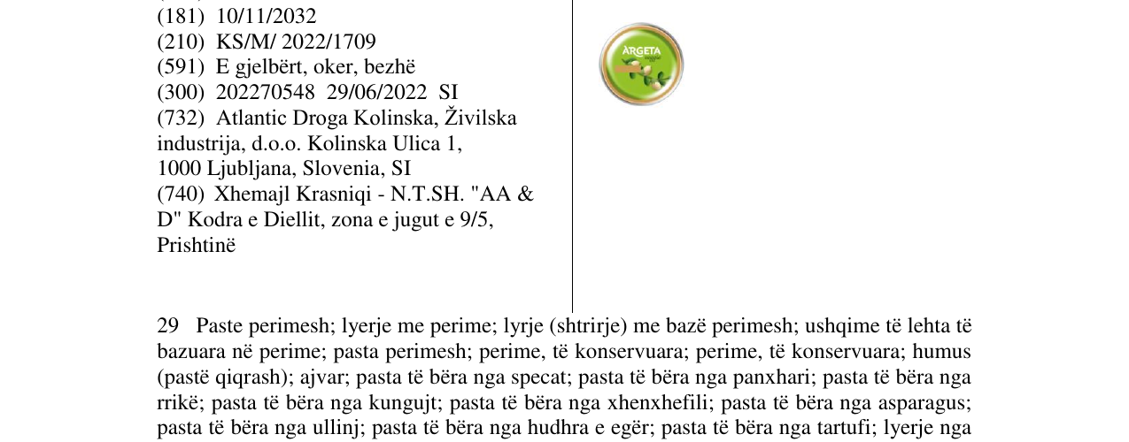 Zëri i markës ARGETA veggie në buletin