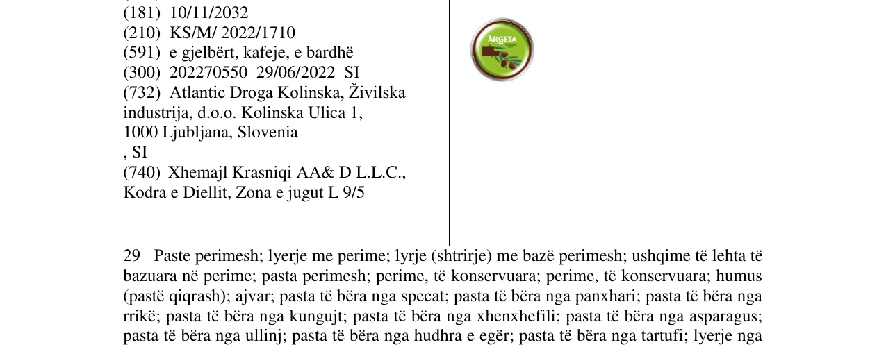 Zëri i markës argeta veggie në buletin