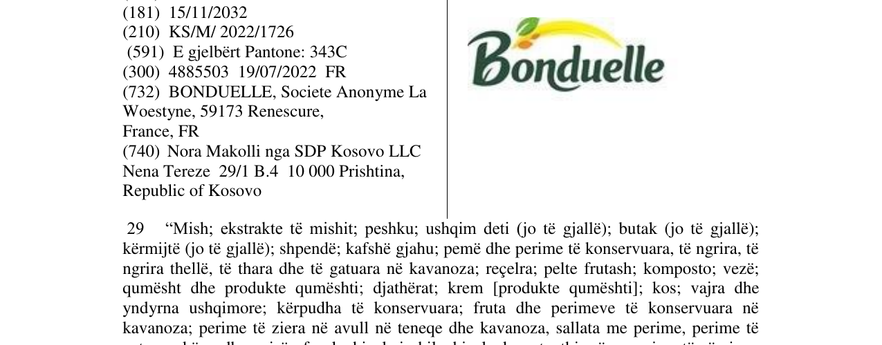 Zëri i markës Bonduelle në buletin
