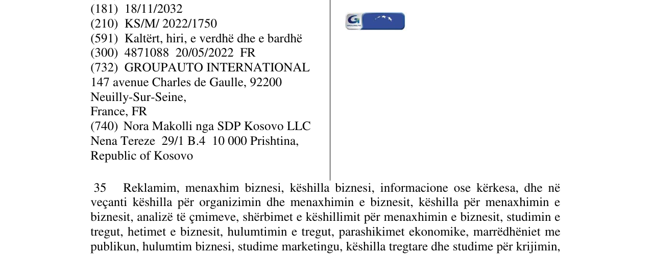 Zëri i markës Groupauto në buletin