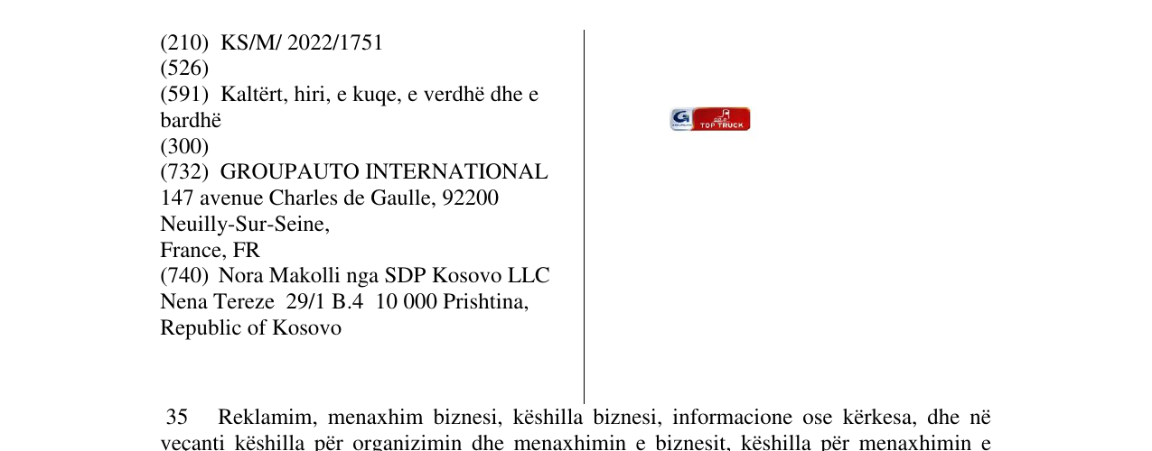 Zëri i markës TOP TRUCK në buletin