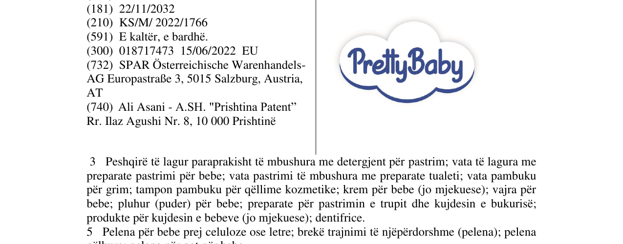 Zëri i markës Pretty Baby në buletin