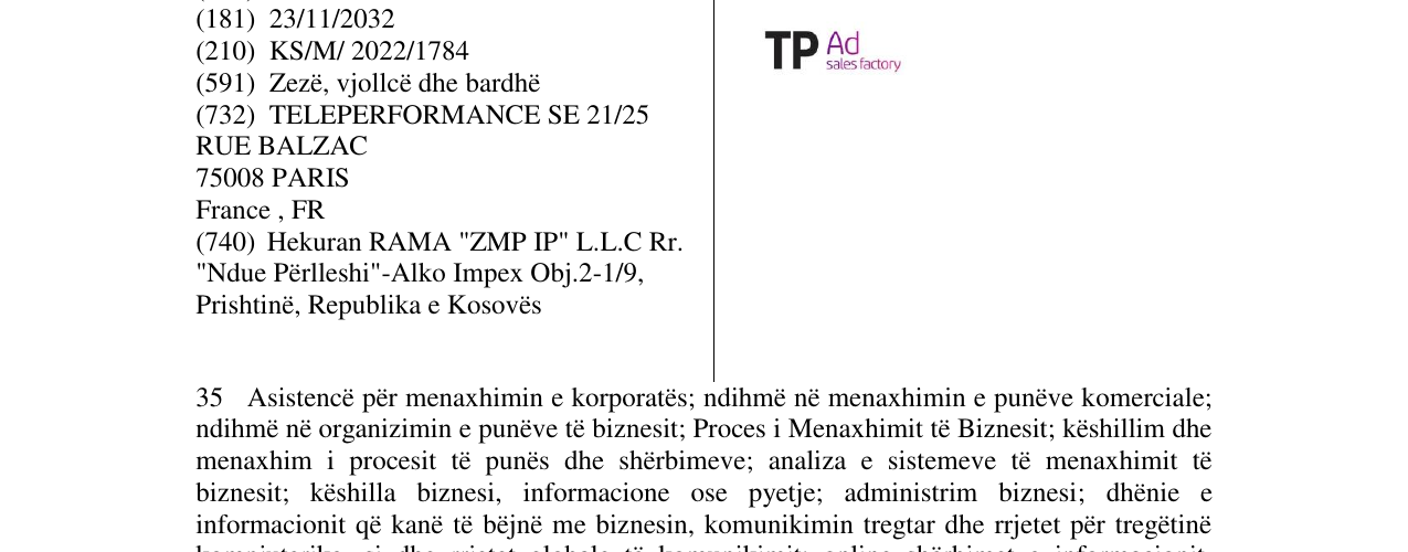 Zëri i markës TP Ad sales factory në buletin