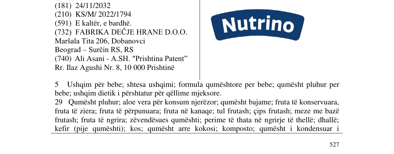 Zëri i markës nutrino në buletin