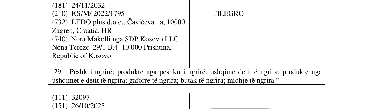 Zëri i markës FILEGRO në buletin