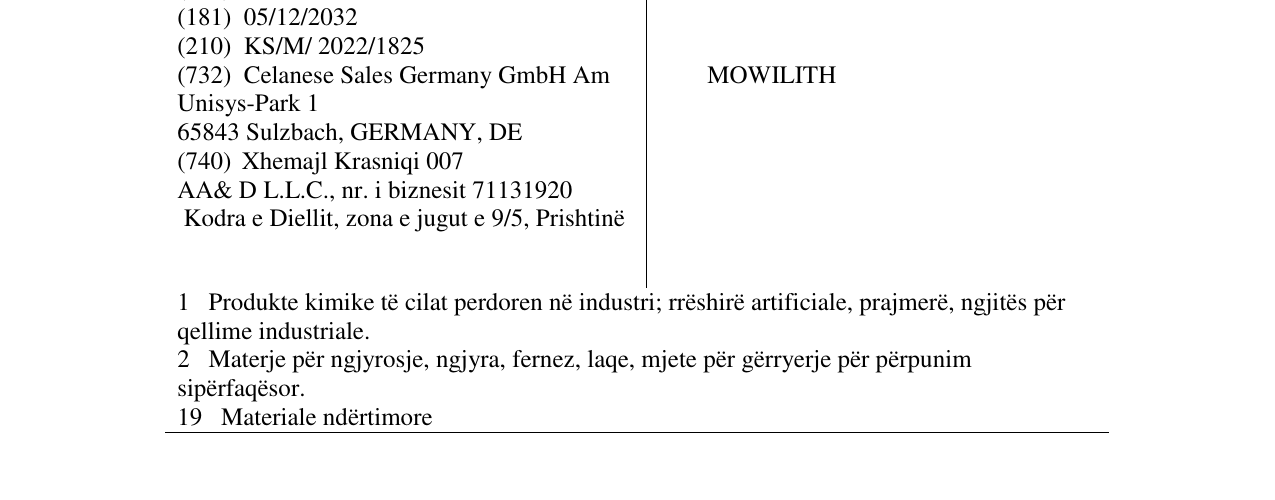 Zëri i markës MOWILITH në buletin