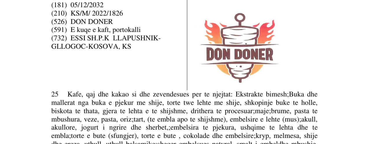 Zëri i markës DON DONER në buletin